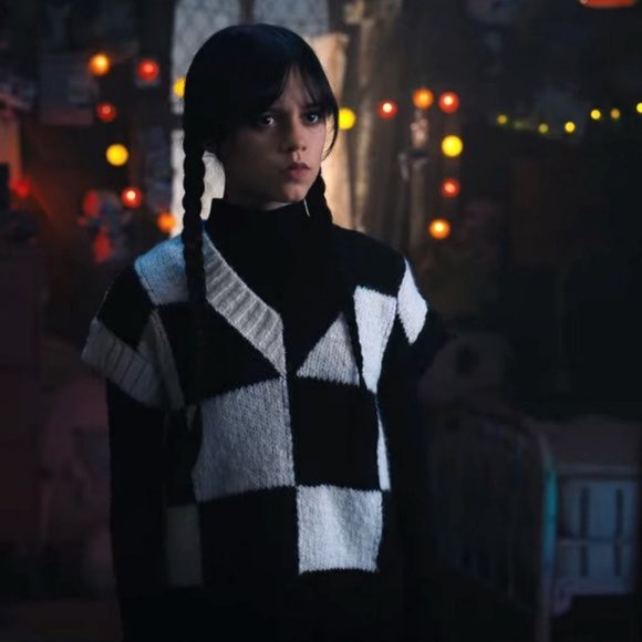 Zara Check Knit Sweater Vest ASO Wednesday Addams - Picture 15 of 15